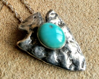Silver Arrowhead with Morenci turquoise