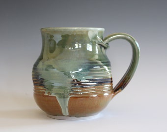 Pottery Coffee Mug, 18 oz, unique coffee mug, handmade cup, handthrown mug, stoneware mug, wheel thrown pottery mug, ceramics and pottery