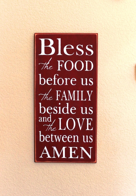 Bless the FOOD before us - Barn Red - Painted Wooden Sign - Blessing - Large - 12 x 24
