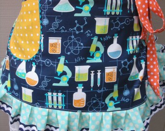 Womens Aprons - Science Teachers Aprons - Science Lab Aprons - Mad Scientist Apron - Handmade Aprons - Annies Attic Aprons - Teachers Aprons