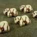 Cream/Brown Czech Pressed Glass Elephant Beads 15x10mm 5pc Etched