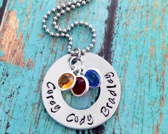 Mothers Family Open Circle Necklace with Swarovski Crystal Birthstones
