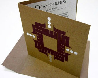 THANK YOU Luxury Card Letterpress with Silver Accents, Contemporary Arabic Calligraphy