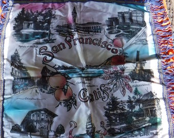 Vintage San Francisco Souvenir Pillow Topper Collectible Home decor Repurpose Advertising