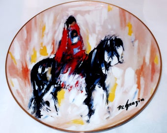 1986 DeGrazia MORNING RIDE PLATE De Grazia Paints The West Limited Edition 2964/7500 Native American Mother Child on Horse Mint In Box Gift