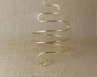 Hammered Armband,Armlet,Arm Bracelet, Gold Arm Cuff, Boho Jewelry,Spiral Arm Band,made of brass,Copper ,german silver wire.
