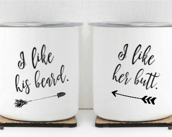 Camping mug, tin cup, enamel mug, camping, outdoors, anniversary gift, wedding gift, mr and mrs, mug set, couples gift, est, Christmas gift