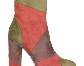 90s Deadstock Patchwork Booties ~ Size 6