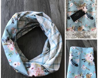 Blue Floral Infinity Scarf