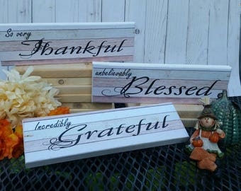 Thankful grateful blessed sign, grateful thankful blessed sign, thanksgiving decor, so very thankful, rustic kitchen decor, custom wood sign