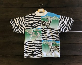 Vintage 80s Spumoni by Franko Zebras Tee