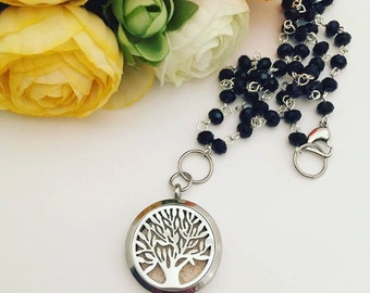 Stainless Steel Essential Oil Diffuser Necklace - Essential Oil Necklace - Diffuser Locket - Aromatherapy Necklace - Rosary Bead Chain