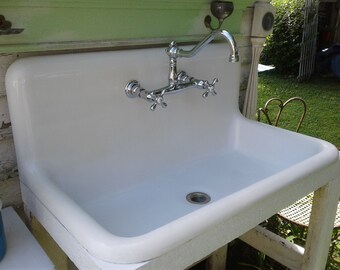 Antique Cast Iron Farm Kitchen Sink 36" Single Basin High Back Splash Rolled Rim Perfect for Pantry, Bathroom, Mudroom, Potting Table...