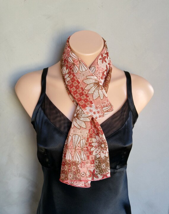 Red Scarf, Bohemian Scarf, Boho Scarf, Red Sheer Chiffon Skinny Scarf, Red Boho Scarf, Red Skinny Scarf, Red Chiffon Scarf, Sheer Boho Scarf