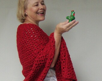 Best Friend Gift, Red Shawls, Crochet Shawl, Shawl Crochet, Red Shawl, Crocheted Shawls, Wraps Shawls, Mom Gift, Friendship Shawl
