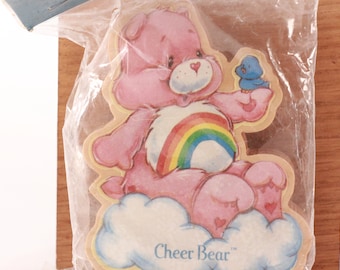 Vintage 1984 Care Bears Wooden Figurine. Original Package. Cheer Bear