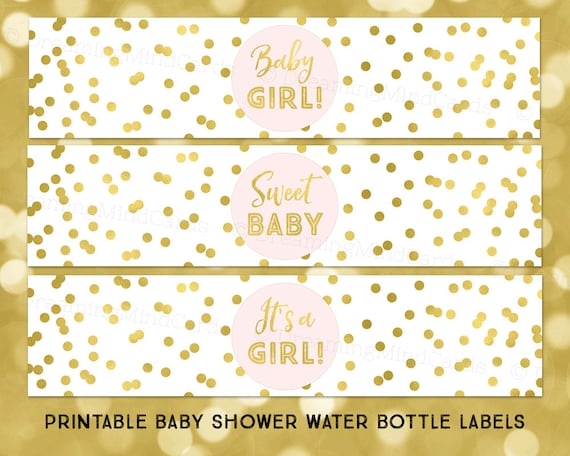 Printable Water Bottle Labels It's a Girl Baby Shower