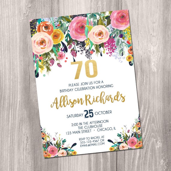 70Th Birthday Woman Invitations 1