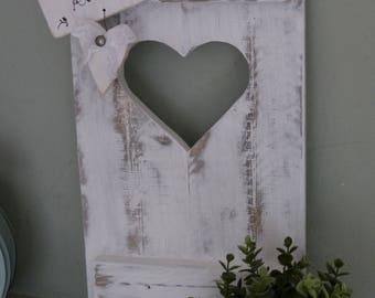 Decorative window shutters heart SHABBY CHIC cottage Nordic old white patinated garden