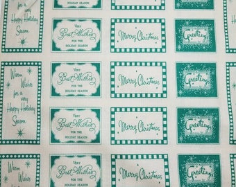 Cosmo Cricket DEAR MR. CLAUS green holiday tags Fat Quarter cotton quilting fabric