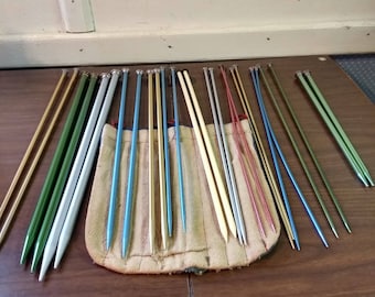13 Pairs of Vintage Knitting Needles with Case