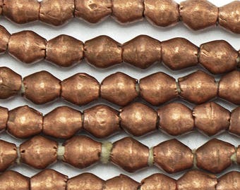 100 Copper Handmade Bicone Ethiopian Beads (7mm) - Recycled Hand-forged African Beads - Upcycle Beads -Tribal Trade Beads (102-ETH-MET)