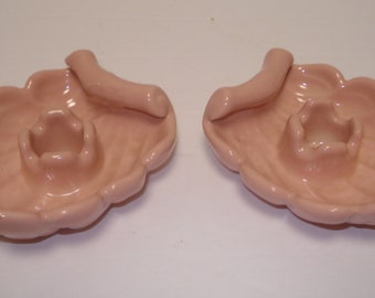 Abingdon Pottery Pair of Pink Shell Candleholders