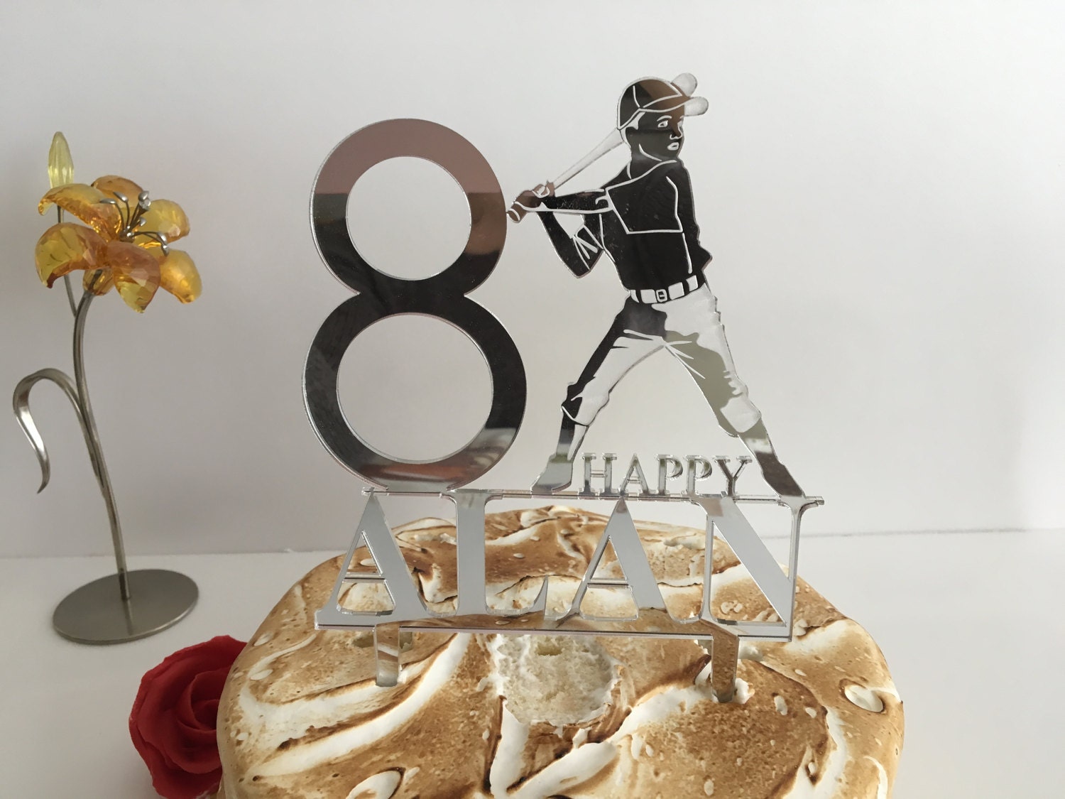 Baseball cake topper 8th Birthday Personalized Name Age