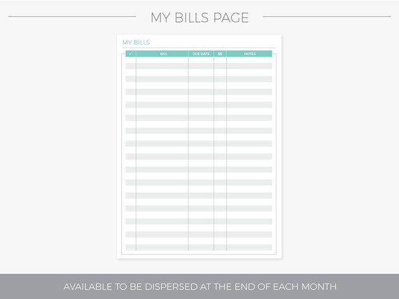 monthly bills tracker