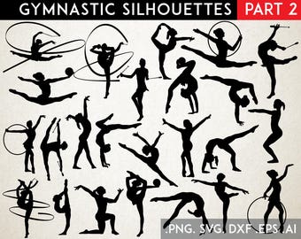 Gymnastics SVG, Gymnast SVG, Gymnastics Silhouette, Gymnast Vector Cut Files svg dxf eps png Silhouette Cricut Transfer, Cutting Machine