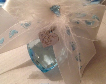 Lovely blue Angel baby 40mm hanging faceted acylic heart miscarriage, baby loss keepsake