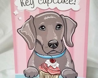 Weimaraner Cupcake Greeting Card