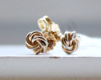Solid White and Yellow Gold 19.2K Earrings From Portugal STUD