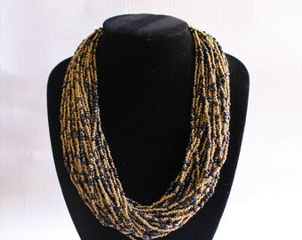 Gold beaded necklacestatement gold necklacebraided beaded