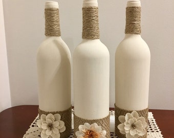 Wine Bottle Home Decor, Rustic Home Decor, Housewarming Gift, Table Decor, Event Centerpieces