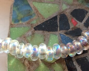 10 Donut Handmade Lampwork Beads - Neutral Luster, 10mm (22416)