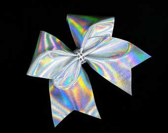 Cheer bows, Silver cheer bow, holographic cheer bow, Cheerleading bow, Cheerleader bow, Dance bow, Softball bow, Cheer bow, cheer camp bow