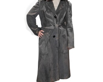 Vintage Gray Suede Coat - 70s suede coat