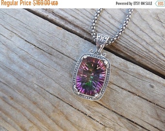 ON SALE Mystic topaz necklace handmade in sterling silver