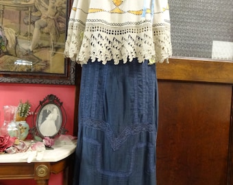 Vintage Beige Linen Top, Hand Embroidered Top,Bohemian Top,Upcycled Top,Romantic Top,Victorian Top