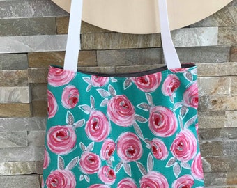Shopping Tote Bag lightweight tote bag: Turquoise Vintage floral