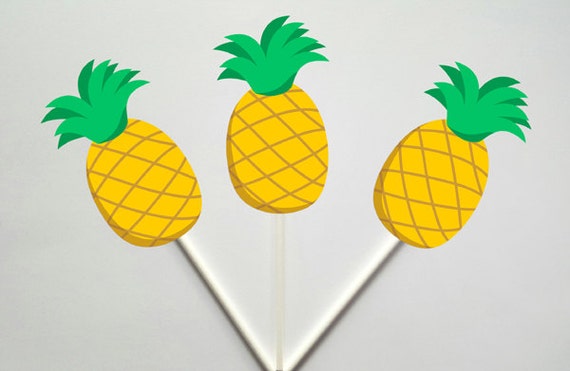 Pineapple Cupcake Toppers Pineapple Cake Topper Luau Cupcake