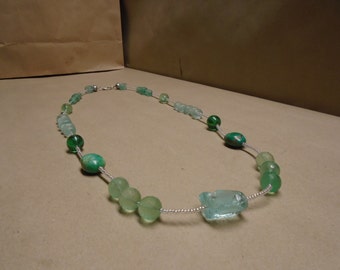 Long Gemstone and Glass Necklace