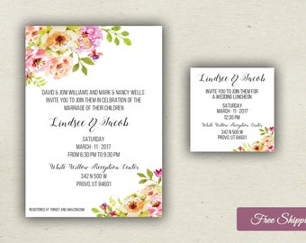 Bright Florals Wedding Invitations Printed