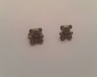 Vintage Sterling Silver Teddy Bear Earrings 925