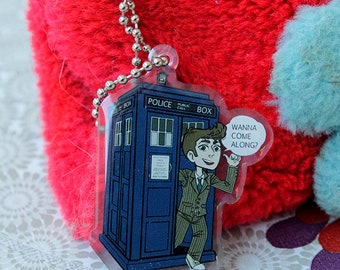 Doctor Who - the Doctor and the Tardis keychain charm