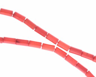 Coral Tube beads 6mm long x 4mm wide , 9005