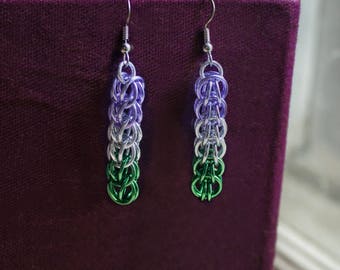 Genderqueer Pride Earrings, Genderqueer Flag, LGBTQ Jewelry, LGBTQIA, Genderqueer Gift, Canada, USA, Gay Pride Festival, Genderqueer Gift