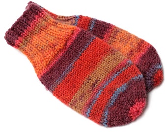 Orange Baby Mittens. No Thumb Baby Mitts. Infant Thumbless Hand Warmers. Boy or Girl Winter Mittens With or Without String. 6 to 9 Months