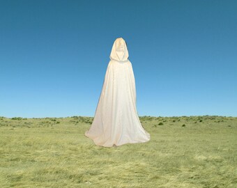 Cloak Cape Ivory Brocade Hooded Medieval Wedding Renaissance Costume Fairy